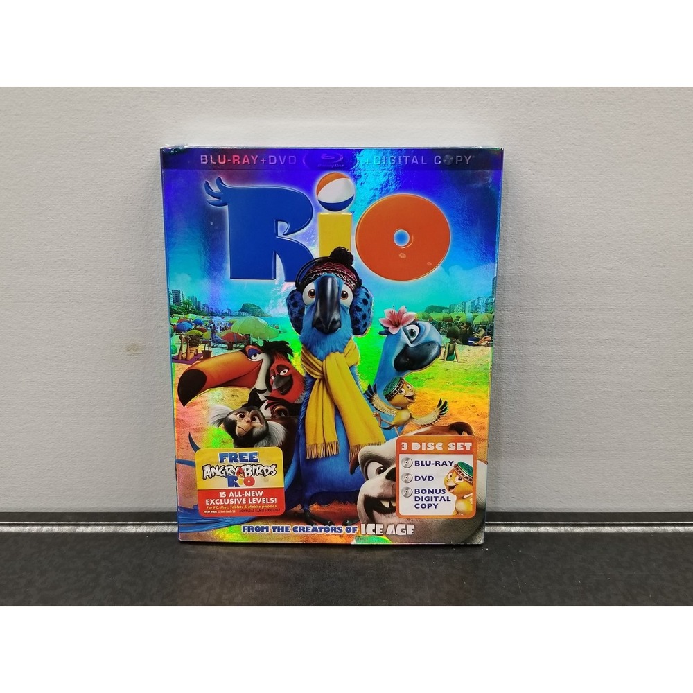 Rio Blu-ray DVD Digital 3-Disc Set w/ Slipcase Animated Movie New